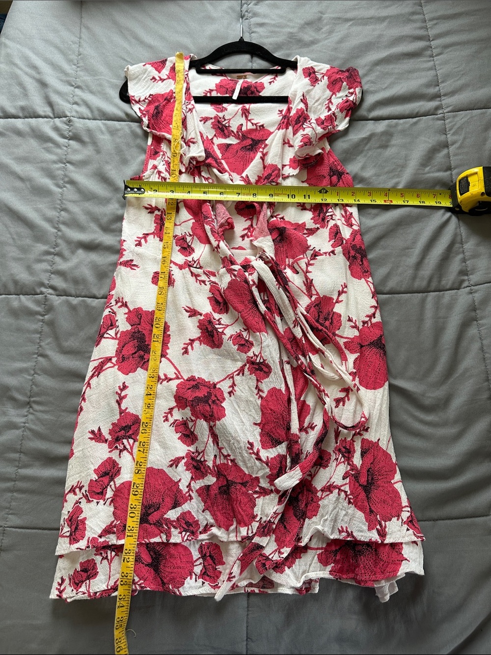 Free People White and Red Floral Wrap Midi Dress - Picture 4 of 7